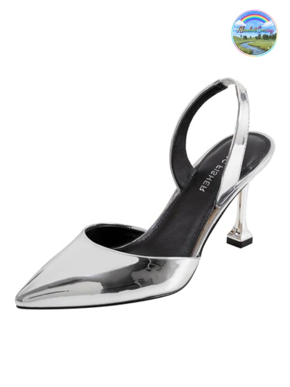 Pointed Toe Slingback Stiletto Heel Dress Pumps 3.35" Heel Faux Leather